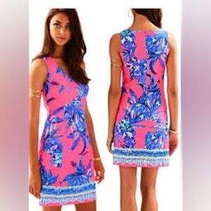 Lilly Pulitzer Tandy shift dress size 00 tiki pink put on a limb monkey print